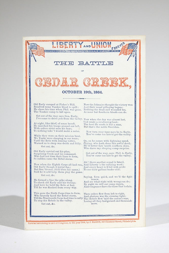 Item #609 Liberty and Union Forever. The Battle of Cedar Creek, October 19th, 1864. Civil War.
