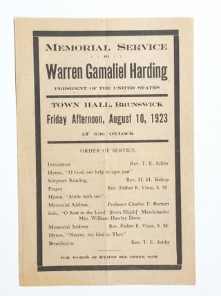 Item #636 Memorial Service to Warren Gamaliel Harding, President of the United States. Warren...