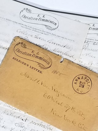 "Annapolis is, of course, a secesh town..." Autograph Letter Signed, from U.S. Christian Commission Agent to His Mother, Describing His Activitites. Dateline "College Green Barracks, Annapolis, Maryland, March 27th, 1865," Postmarked Annapolis, Mar 28, 1865