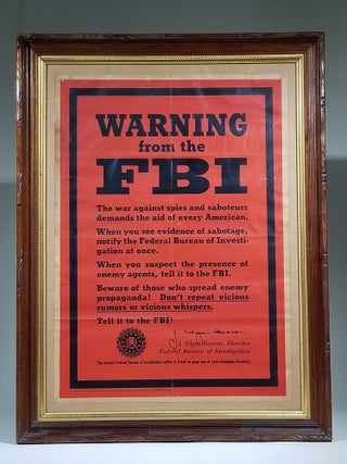 Item #722 Warning from the FBI (OWI Poster No. 74). . Edgar Hoover, ohn, Office of War Information