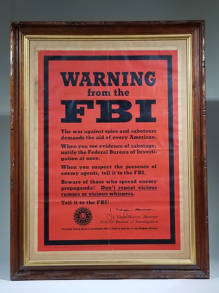 Item #722 Warning from the FBI (OWI Poster No. 74). . Edgar Hoover, ohn, Office of War Information.