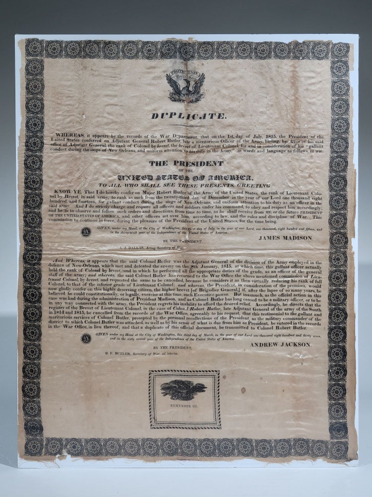 Item #756 Presidential Order Printed on Silk, 1837. Andrew Jackson.
