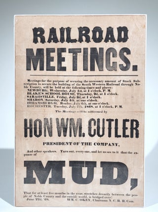 Item #789 Railroad Meetings Broadside. Ohio, South Western Railroad