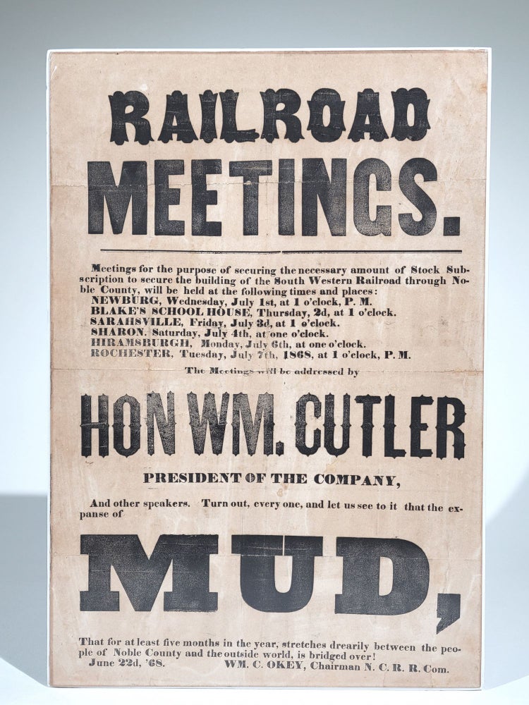 Item #789 Railroad Meetings Broadside. Ohio, South Western Railroad.