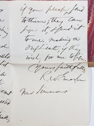 Emerson's Works, with a holographic letter signed by Emerson tipped into Essays: First Series