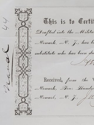 Civil War Draft Substitute Certificate, Navy