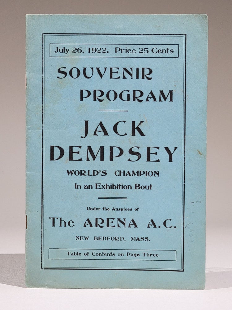 Item #891 Souvenir Program, Jack Dempsey vs. Jimmy Darcy, Exhibition Bout, July 26, 1922. Boxing.