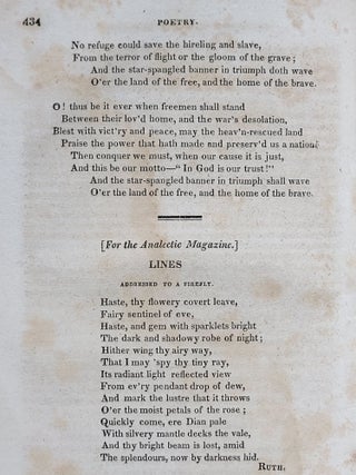 Defence of Fort McHenry, in The Analectic Magazine, November, 1814