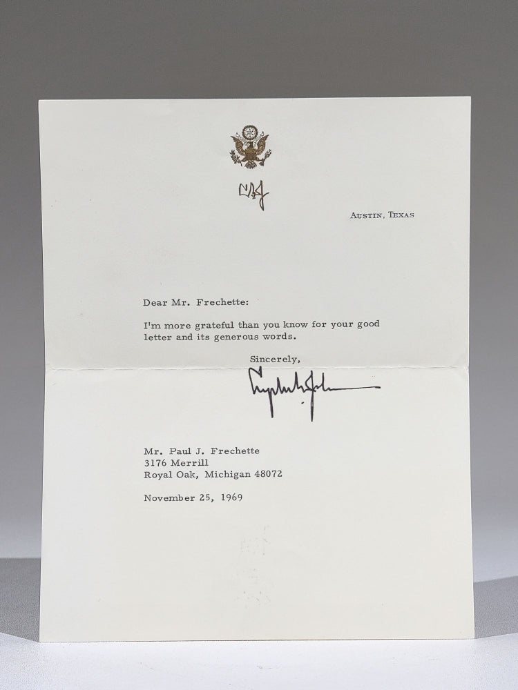 Item #942 Typed Letter, Signed, with Original Mailing Envelope. Lyndon Baines Johnson.